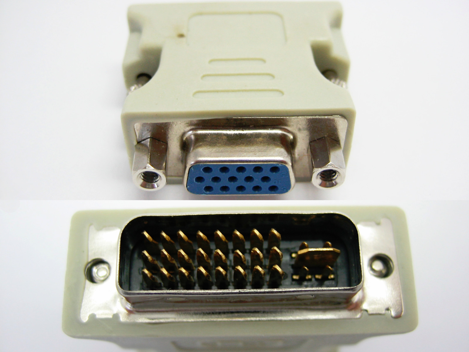 Lot of 2 DVI-I Male Dual Link 24+5 to VGA Female 15 Pin Video Adapter Converter