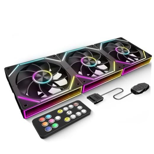 FB120 3 Pack 120mm ARGB PC Case Fans – Wireless Black-3-Packs Reverse Fan