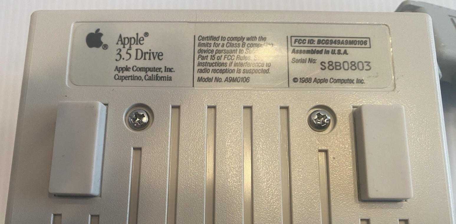 VINTAGE Apple 3.5 Drive External 3½” Floppy Drive DB-19 Beige | P/N A9M0106