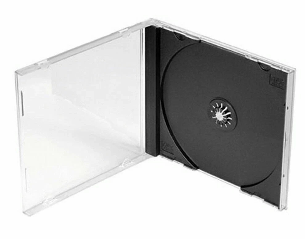 50 Standard 10.4 mm Jewel Case Single CD DVD Disc Storage Assembled Black Tray..