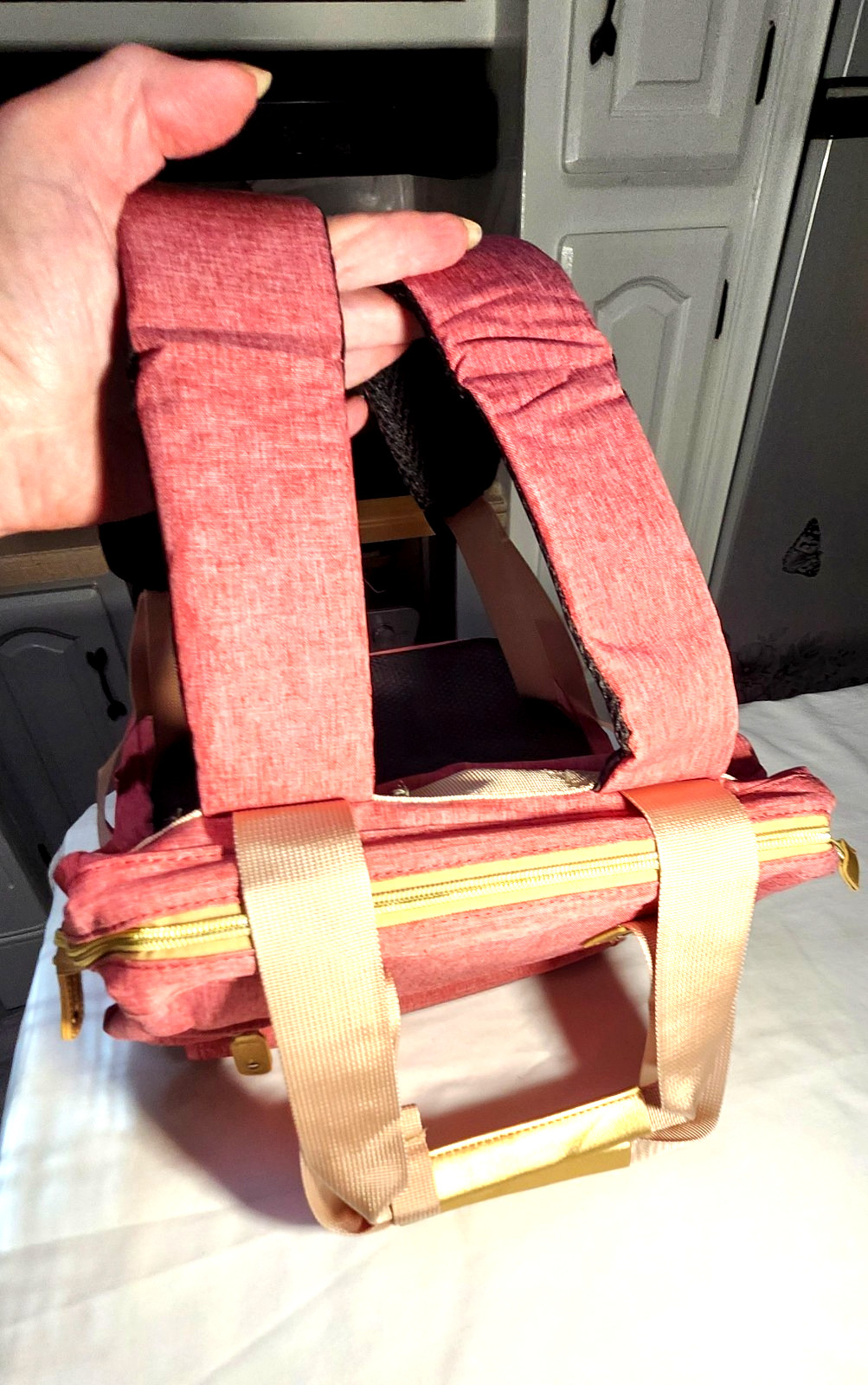 NEW Women’s Laptop Backpack 15.6″ Travel Bag USB Port Pink Gold TSA