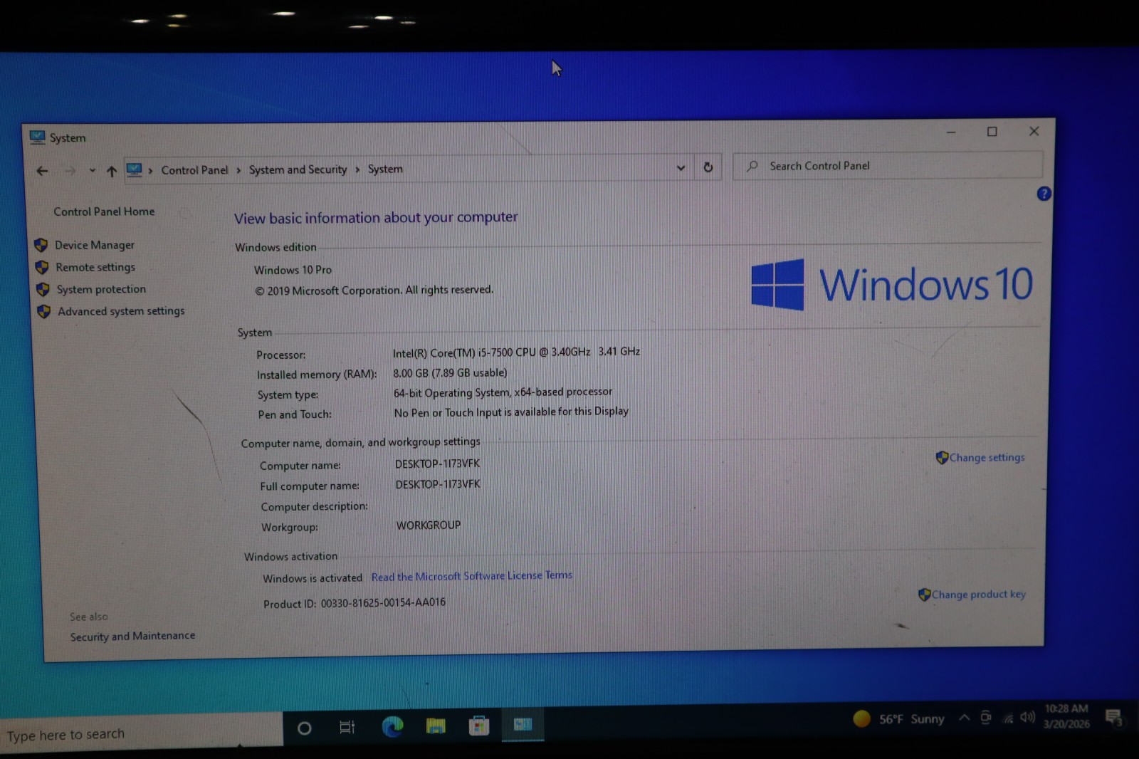 Dell Optiplex 3050 MT Desktop PC i5-7500 3.40GHZ 8GB 500GB HD DVDRW -WIN 10