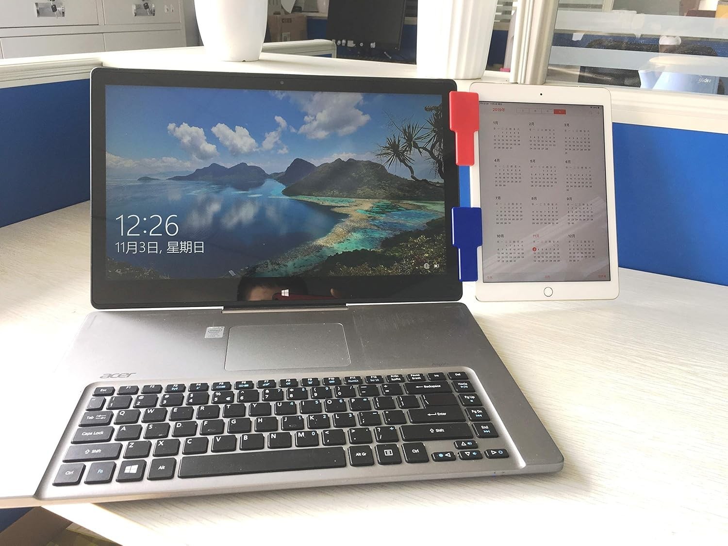 Phone Tablet to Laptop Clip Duo Screens Mount for Laptop Monitor Blue 2 Pack
