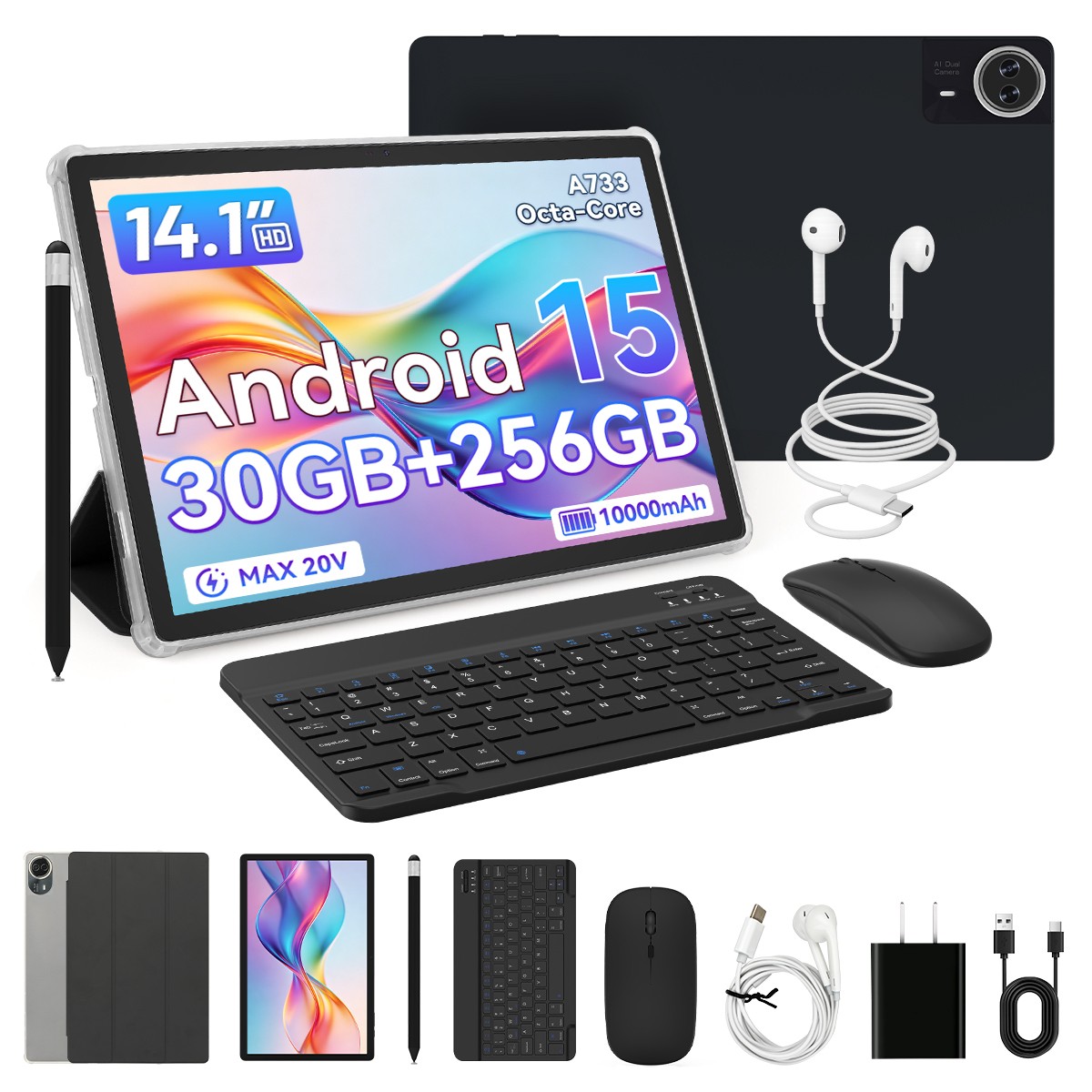 14 inch Tablet 30GB RAM 256GB ROM 1920*1200 FHD Tablet Android 15 WiFi6 (2TB TF)