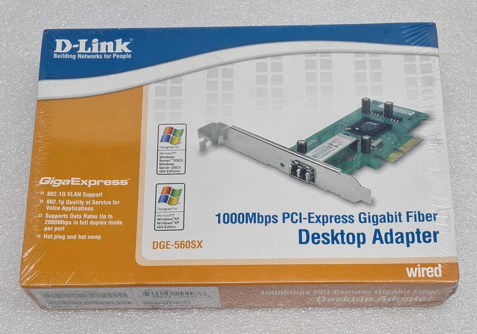 NEW SEALED – D-Link DGE-560SX 1000MBPS PCI‑Express Gigabit Fiber Desktop Adapter