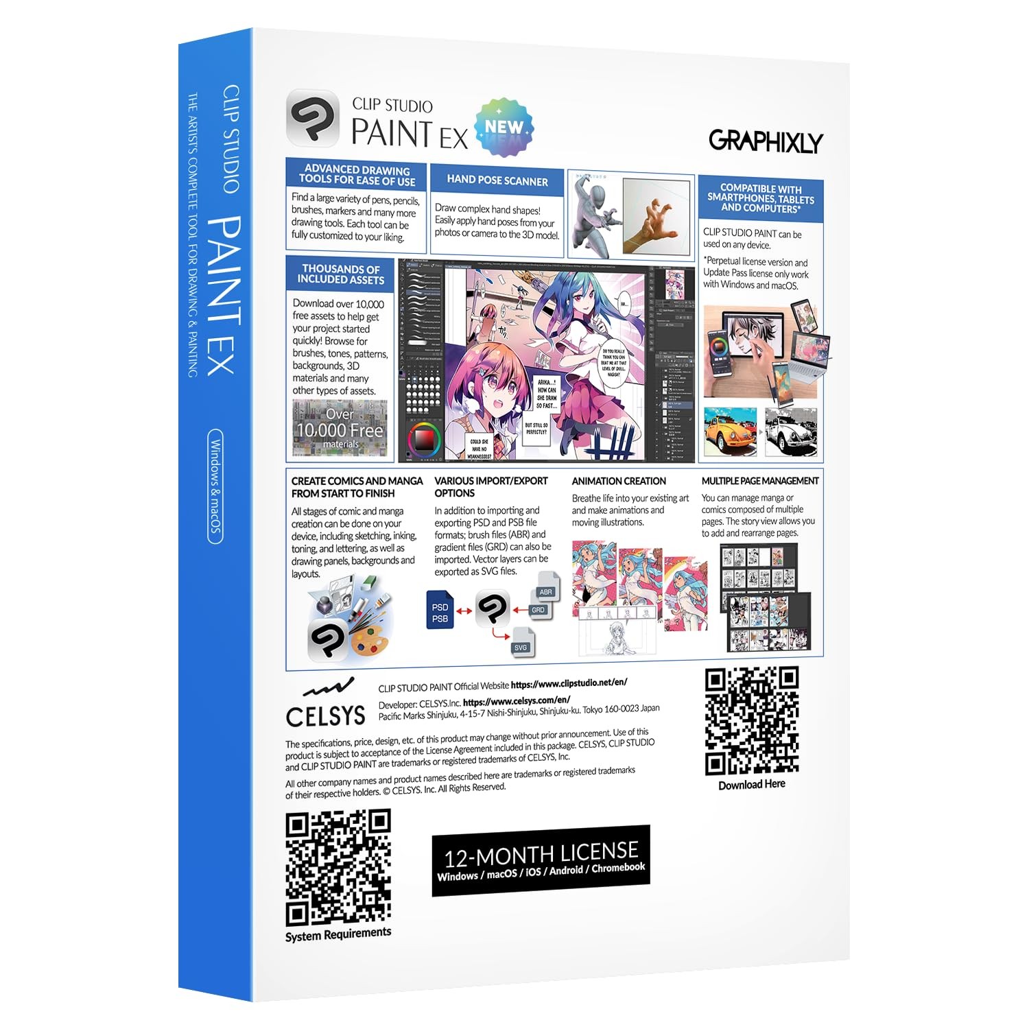CLIP STUDIO PAINT EX – New | 12 Months License | 1 Device | for PC, macOS, iP…