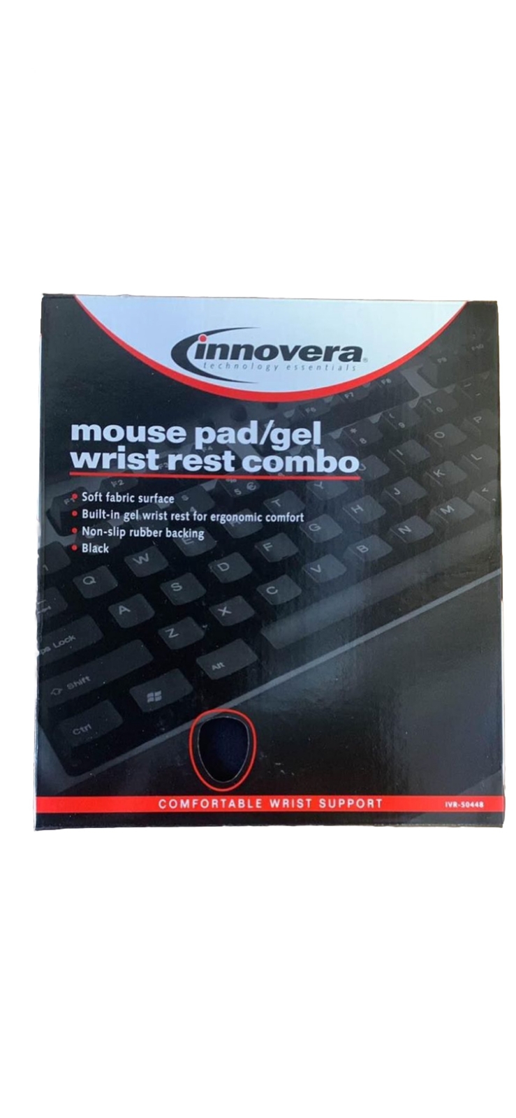 Innovera Mouse Pad/Gel Wrist Rest Combo Non-slip Back 10.35”x8.82” Black 50448