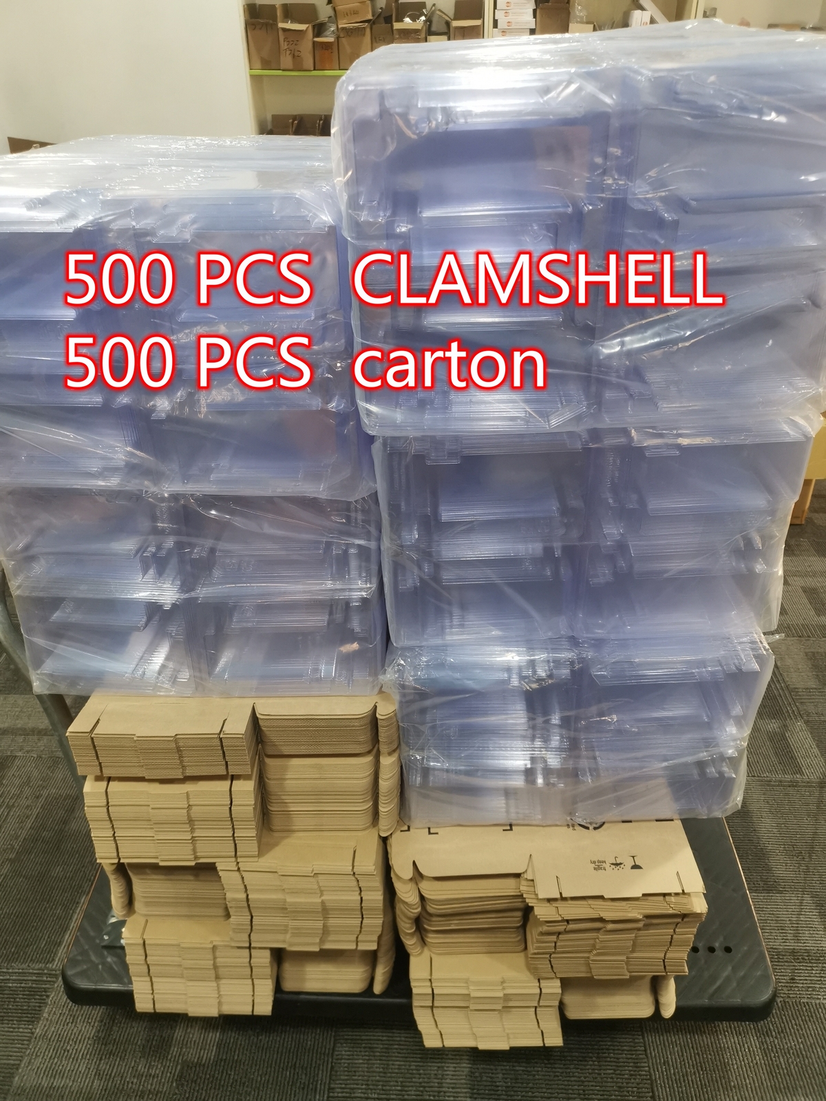 500 PCS CLEAR PLASTIC CLAMSHELL CASES FOR HBA RAID NETWORK CARDS+500 PCS carton