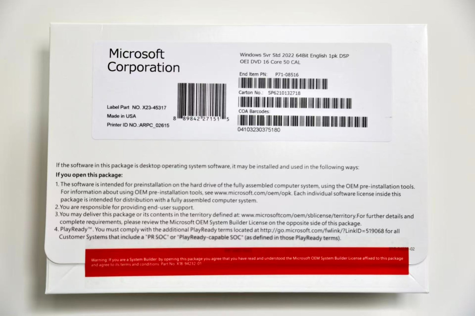 Win Server 2019,2022,2025Standard – New Sealed DVD and Product Key