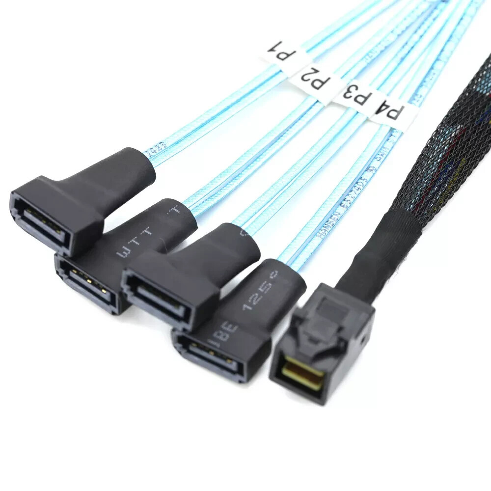 New Efficient Mini SAS HD SFF-8643 to 4 SATA 7Pin Male Cable Data Transfer 50cm