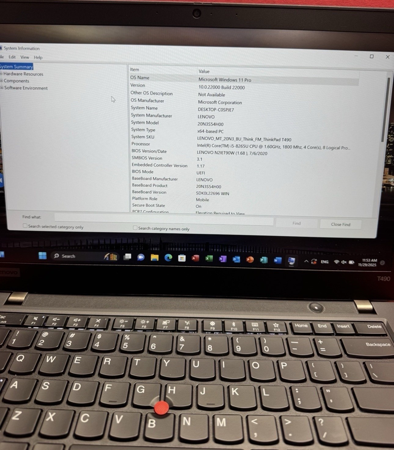 Lenovo ThinkPad T490 14” (256GB SSD Intel Core 8th i5-8565U 1.6GHz 16GB RAM)