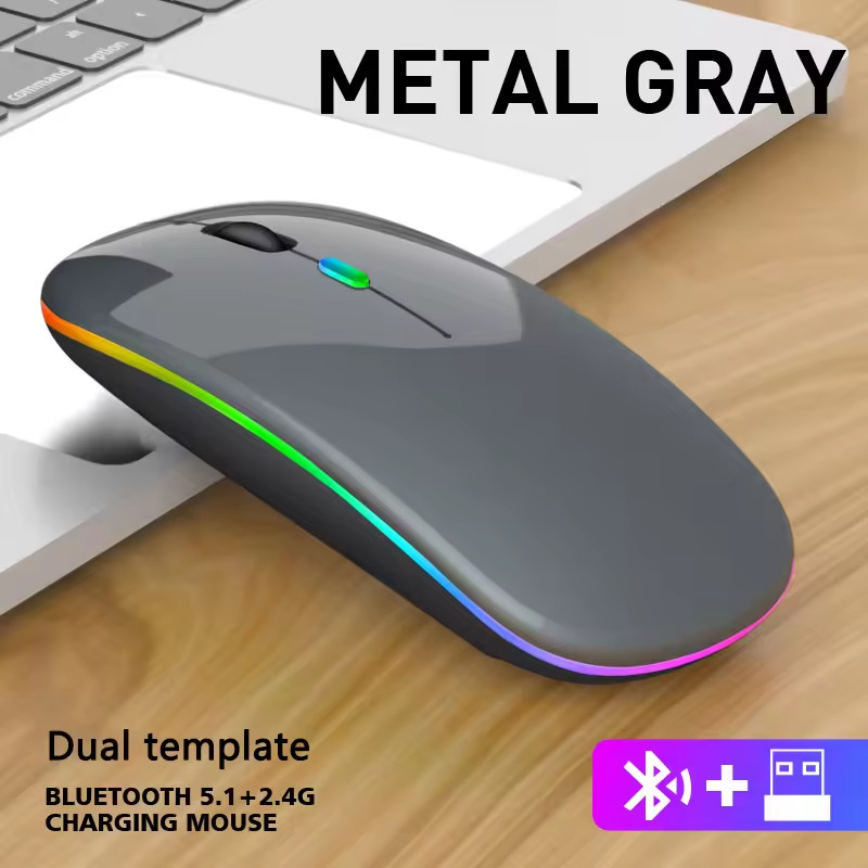 Rechargeable Wireless Mouse Bluetooth 2.4G RGB Silent Ergonomic for PC