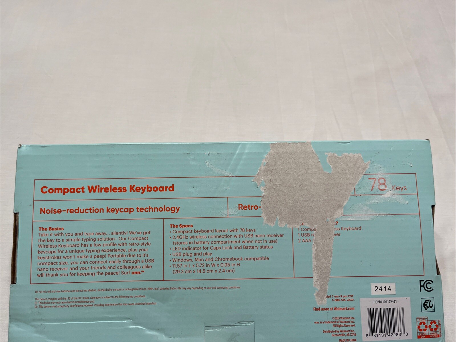 Surf Onn 78 Keys Compact Wireless Keyboard Damaged Box Pink Keyboard Not Tested