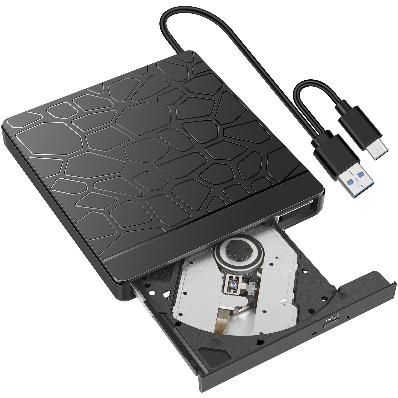 External CD DVD Drive Type-C USB 3.0 Player Disc Burner Reader for Laptop MAC OS
