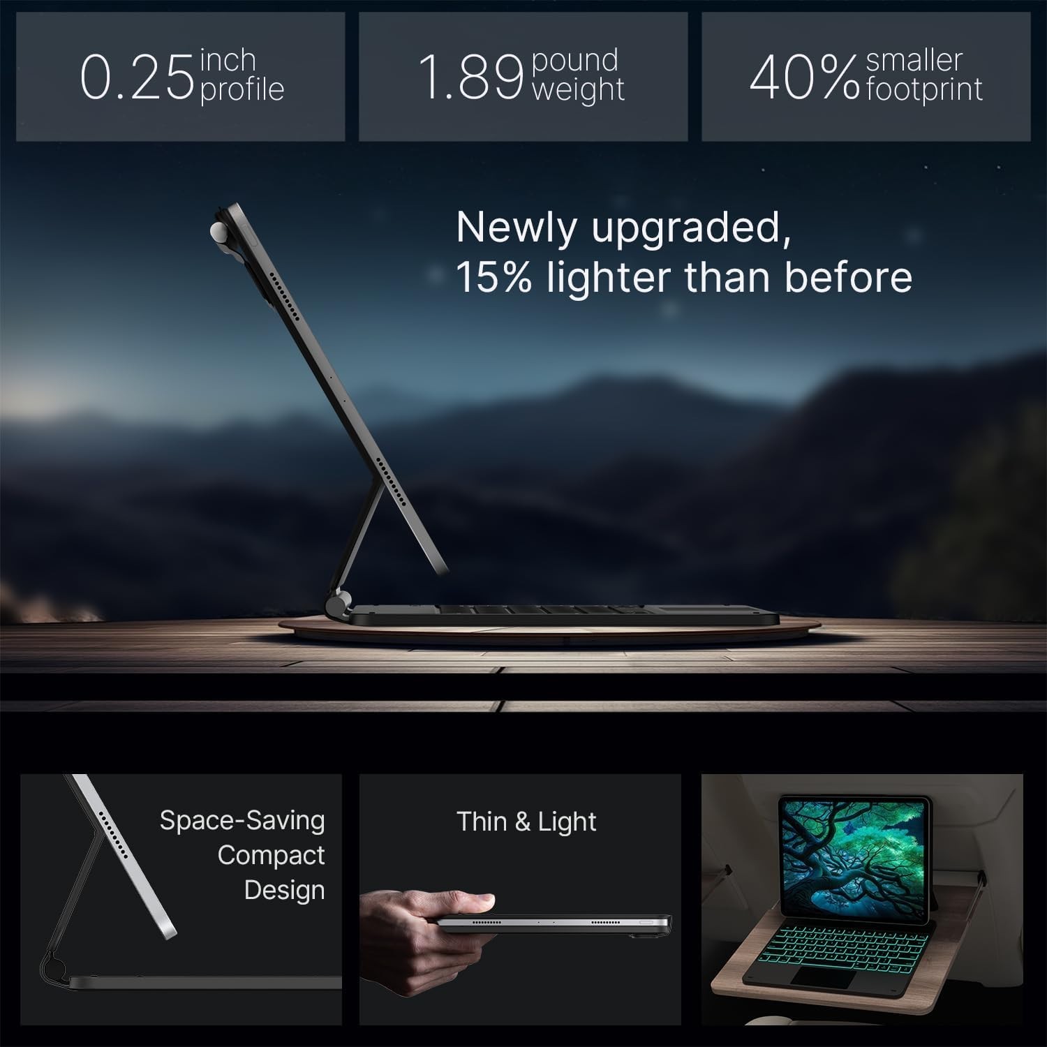 Typecase Edge iPad Air 13 & Pro 12.9 Keyboard Case 11-Color Backlight Trackpad