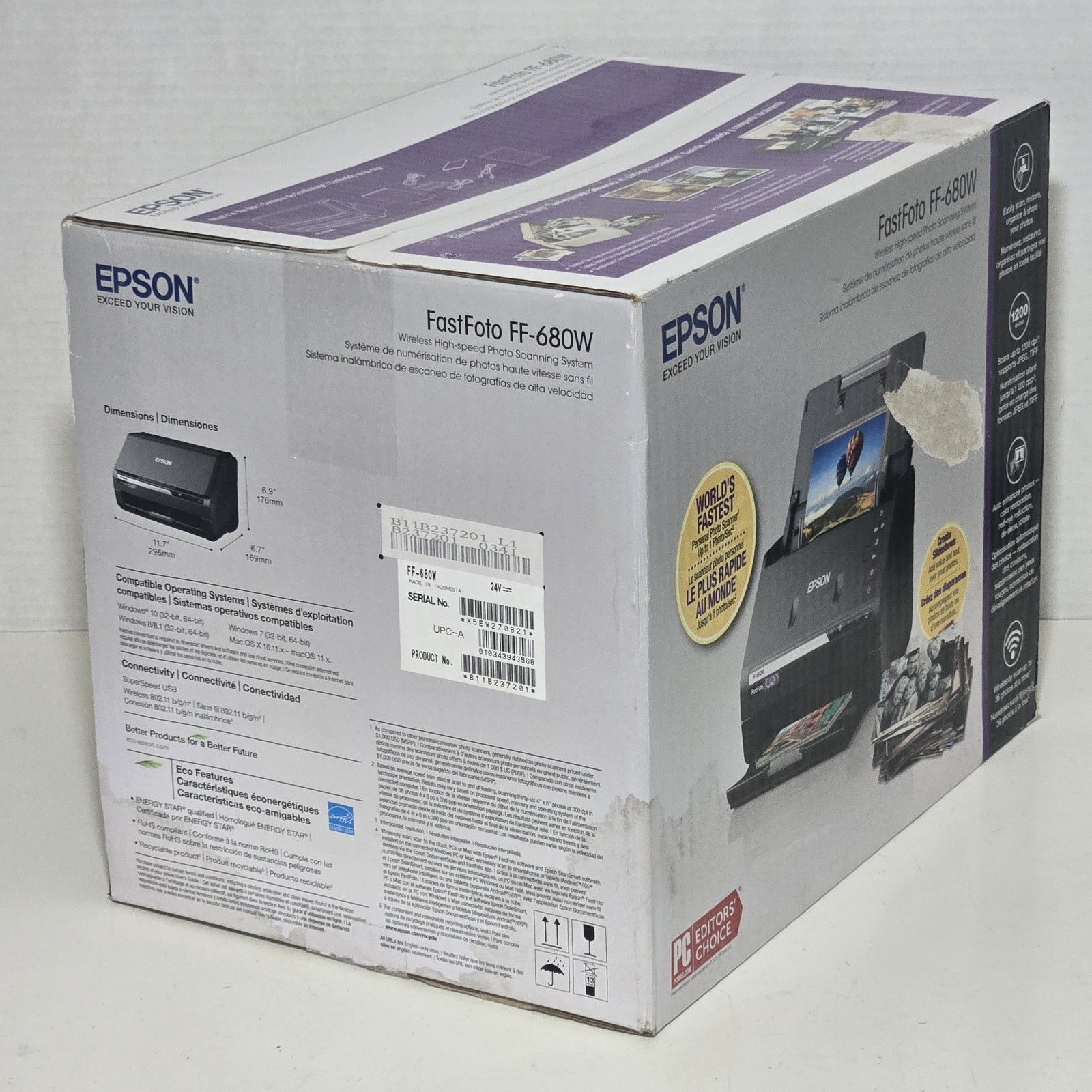 Epson FastFoto FF-680W Photo Scanner (B11B237201) New Retail Sealed Box