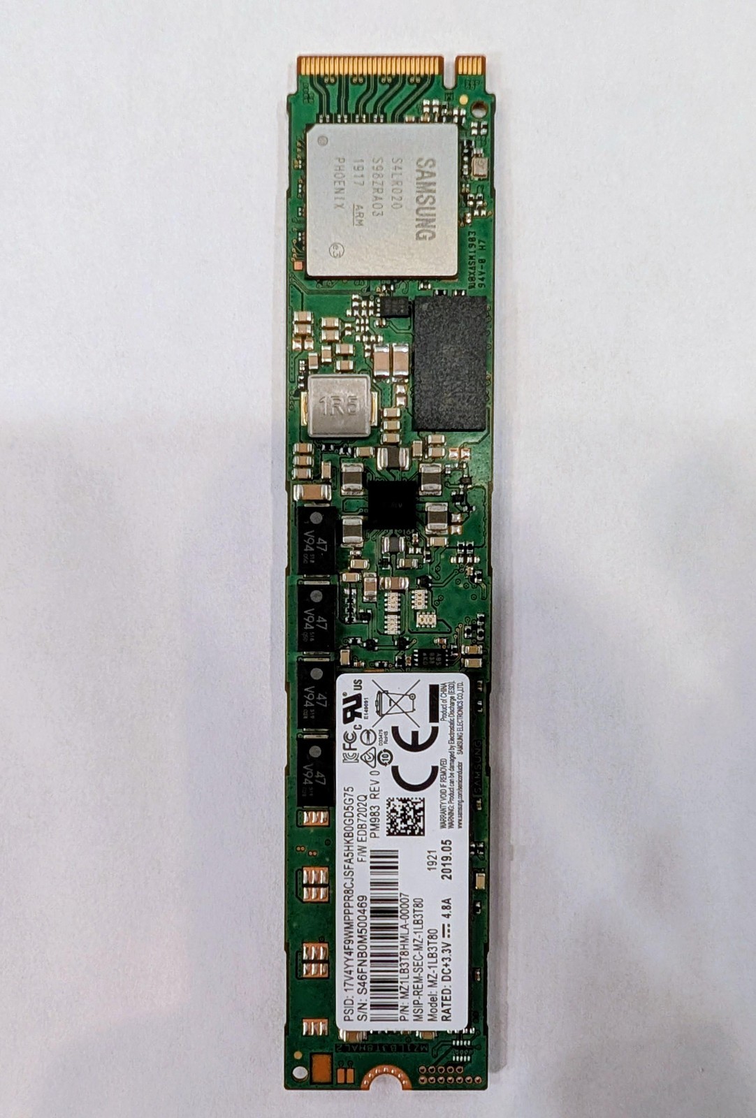 Samsung PM983 3.84TB, M.2 Internal SSD – MZ-1LB3T80 – 100% Health – Low Writes