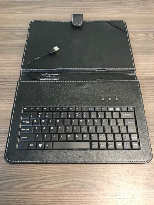 Slim USB Keyboard Folio Case With Black Synthetic Leather Cover WXK805 Very Good