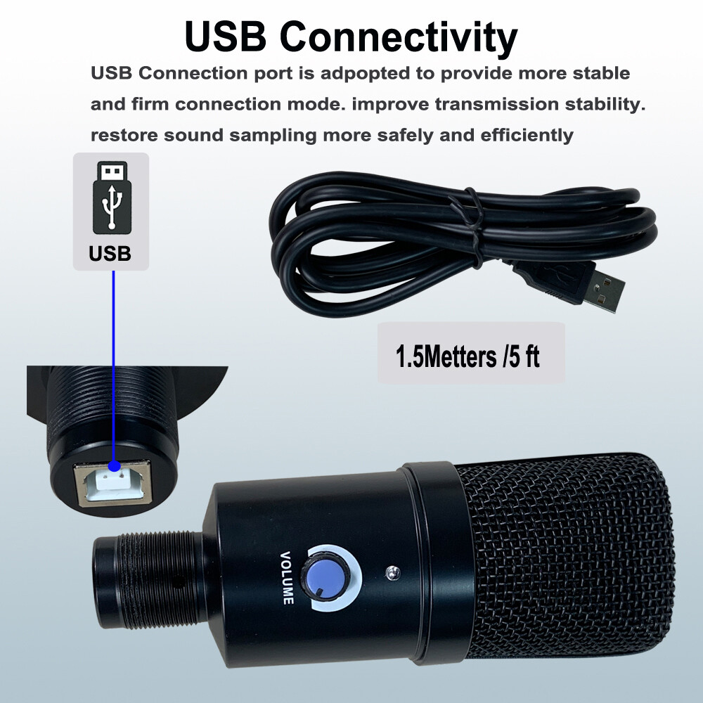 USB Condenser Live Microphone Kit Complete Set For Laptop Studio Recording Sings