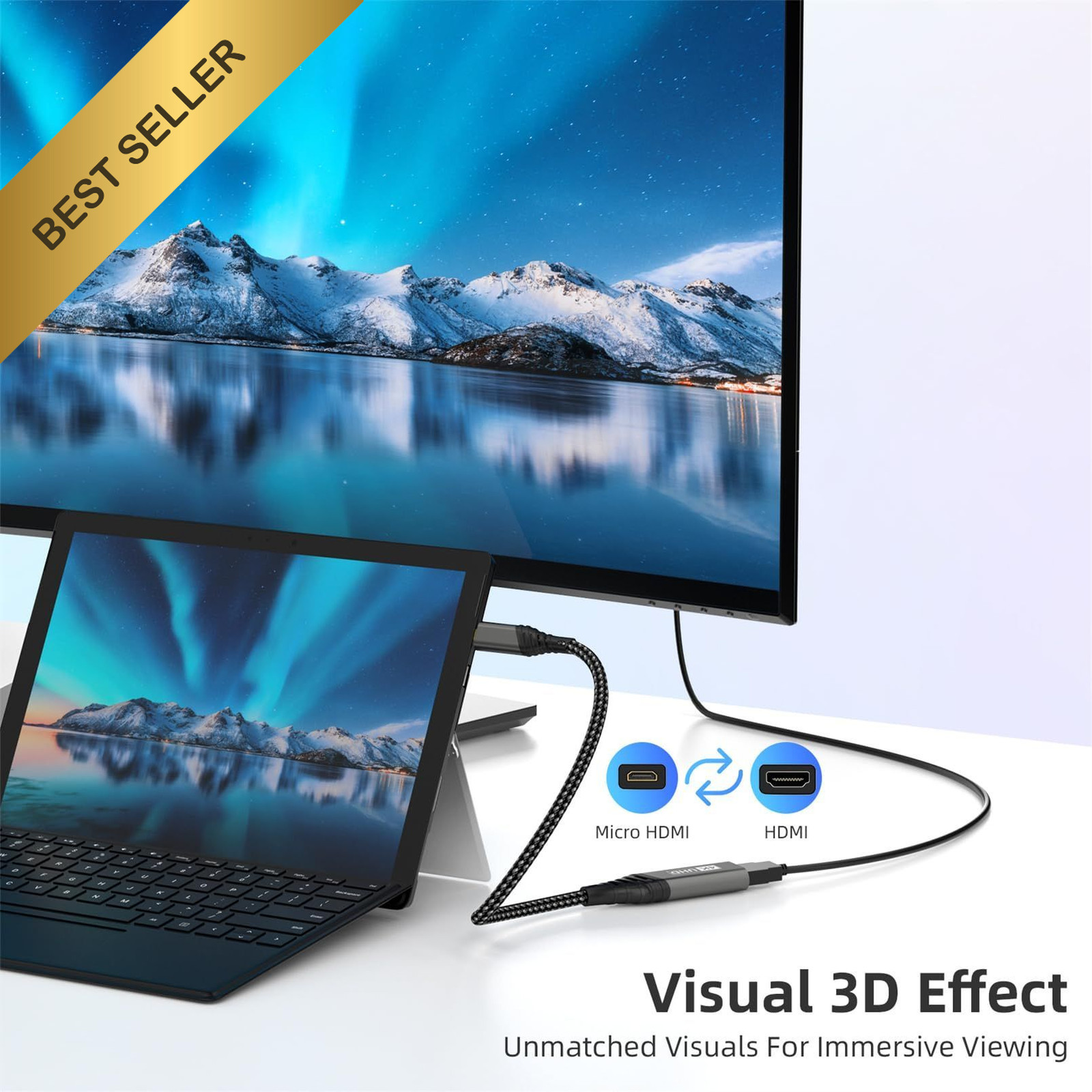 4K 60Hz Micro HDMI to HDMI Adapter Cable Type D to A Raspberry Pi 5 4 Camera