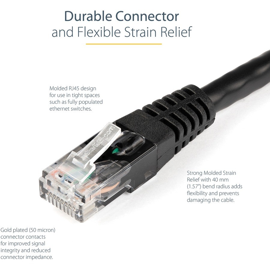 Startech C6PATCH50BK 50ft Black Cat6 UTP Patch Cable RJ45 M-F