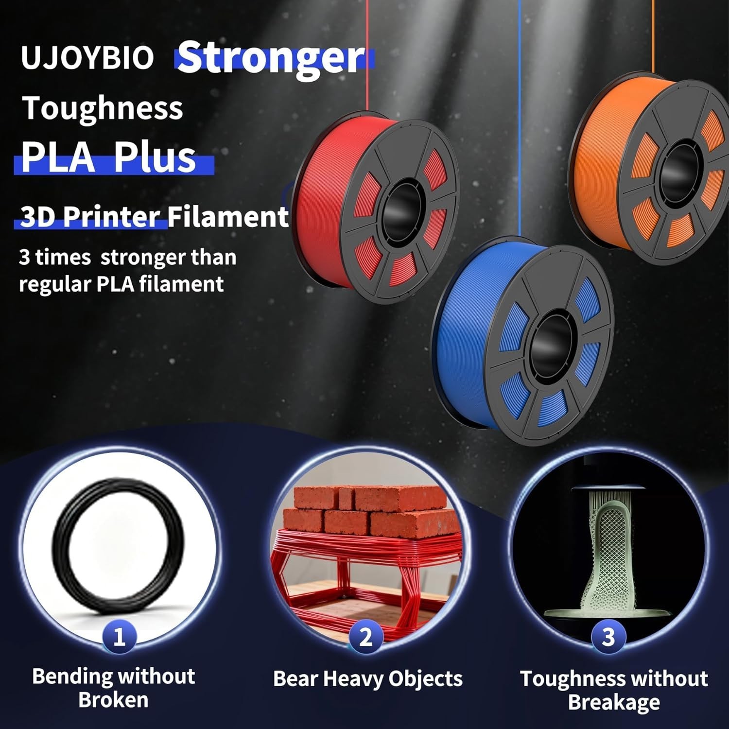 SUNLU PLA 3D Printer Filament Bundle 1.75mm 8 Pack 2kg Total Vacuum Sealed