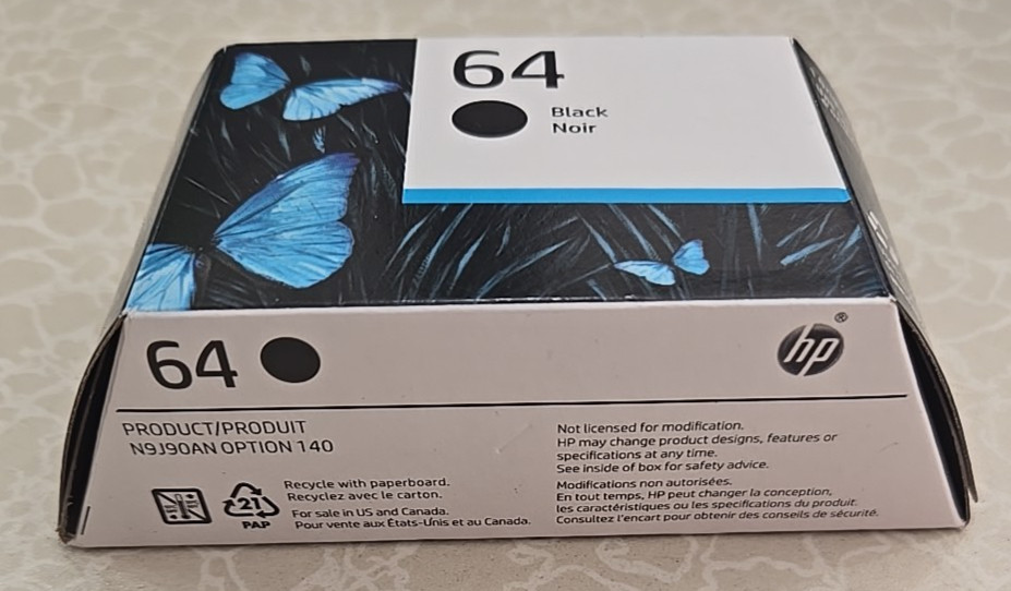 HP 64 Black Original Ink Cartridge – (N9J90AN) Brand New Exp July 2027