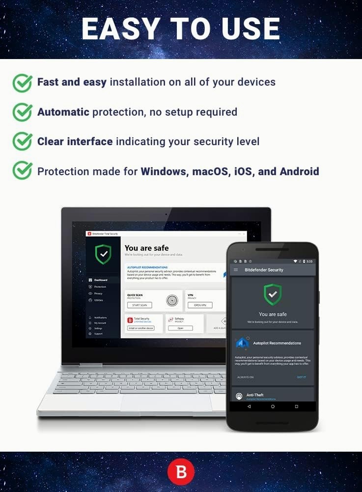 Bitdefender Total Security 2026 | 3 Years | 1-10 Devices | Windows Mac Android