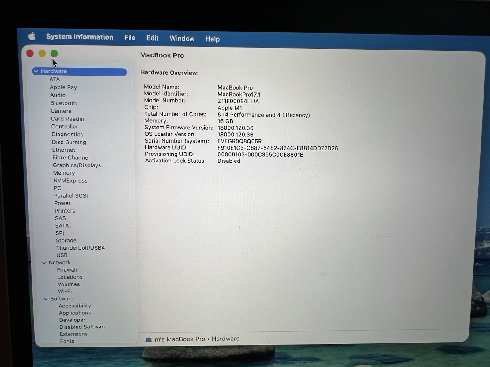 Apple MacBook Pro 13.3 Inch Retina 3.2GHz M1 16GB RAM 512GB SSD A2338 Silver