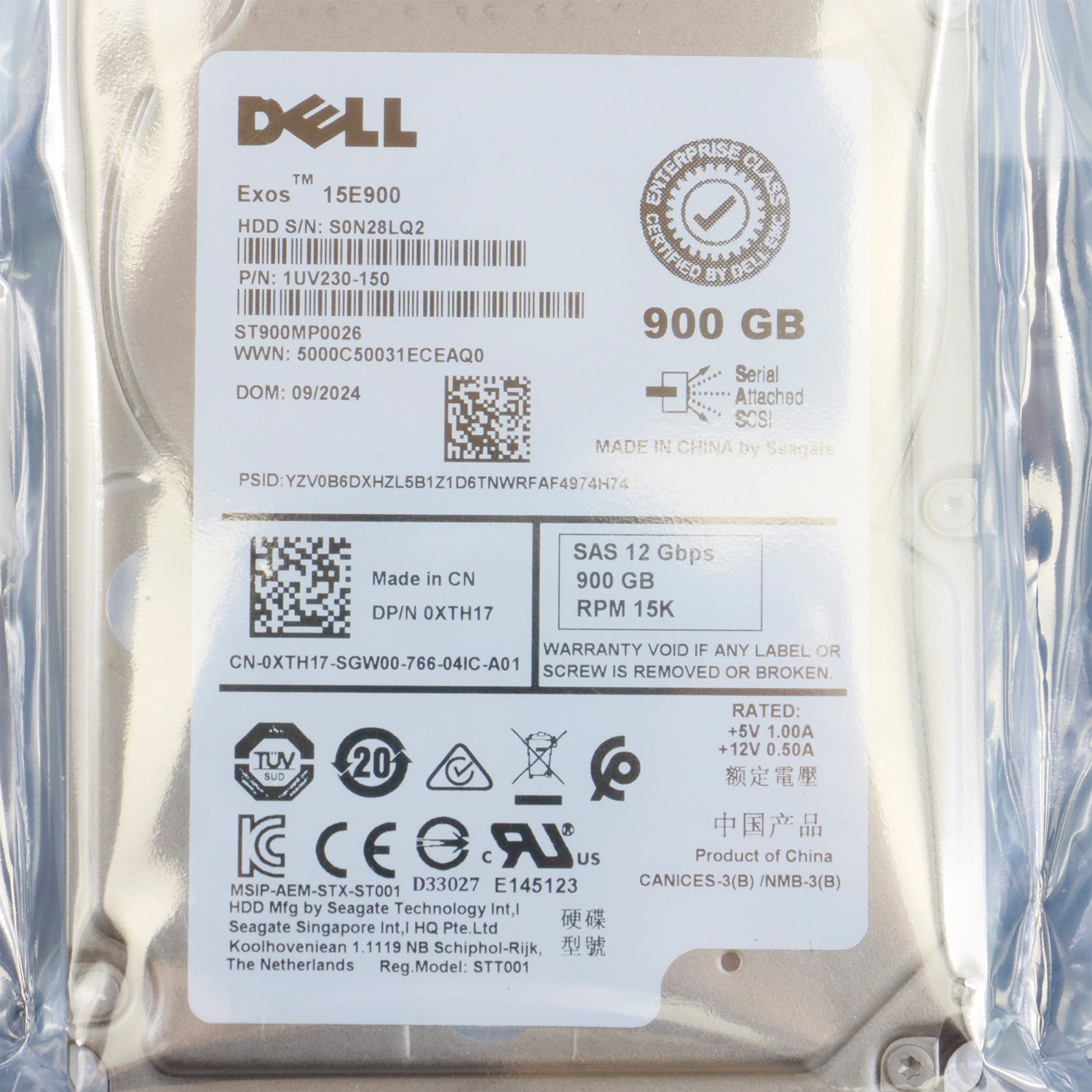 NEW Dell 900GB SAS 15k 2.5″ 12G HDD XTH17 Seagate ST900MP0026 in 3.5” Caddy