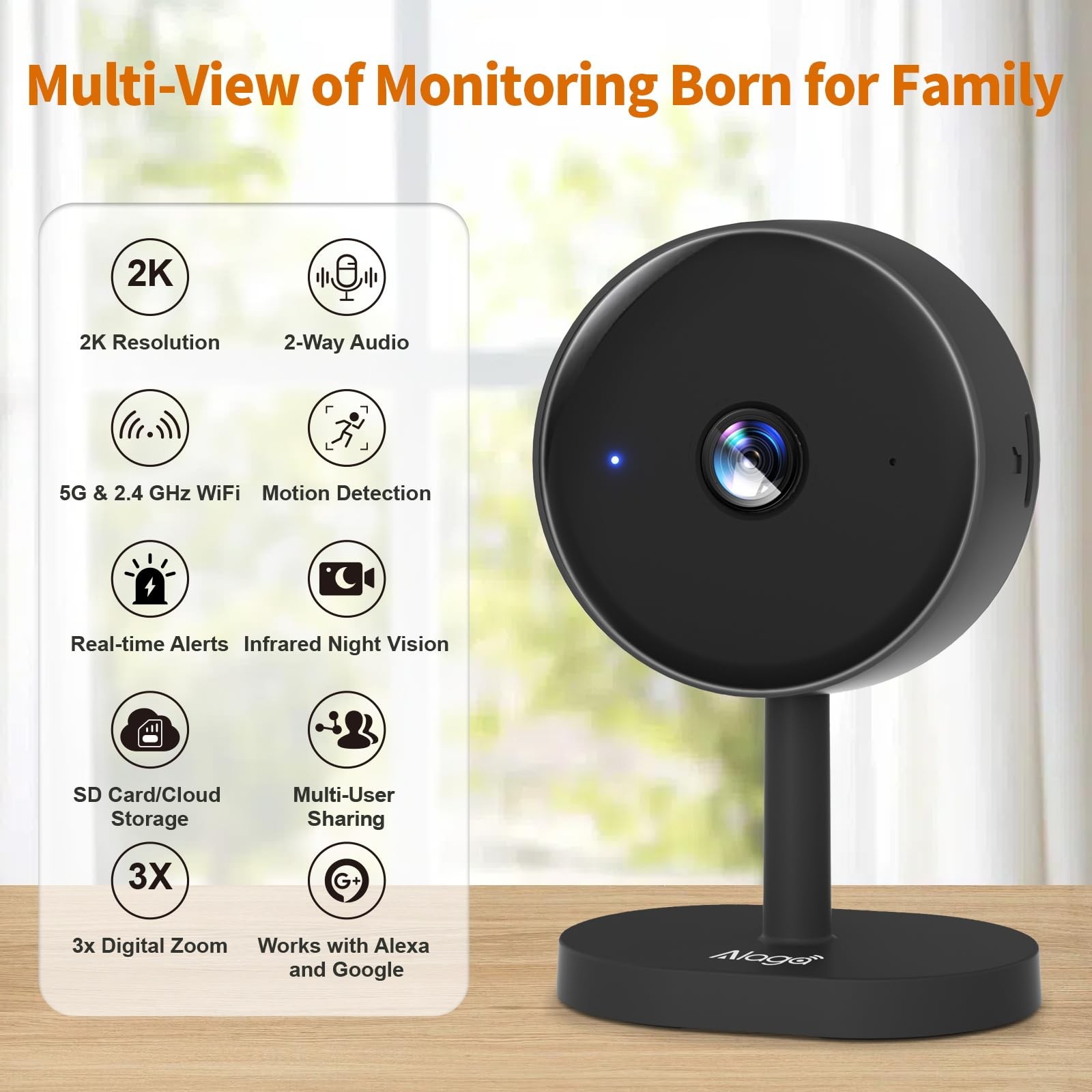 5G Indoor Camera for Home Security, 2K Security Camera, Pet/Baby/Dog Camera with