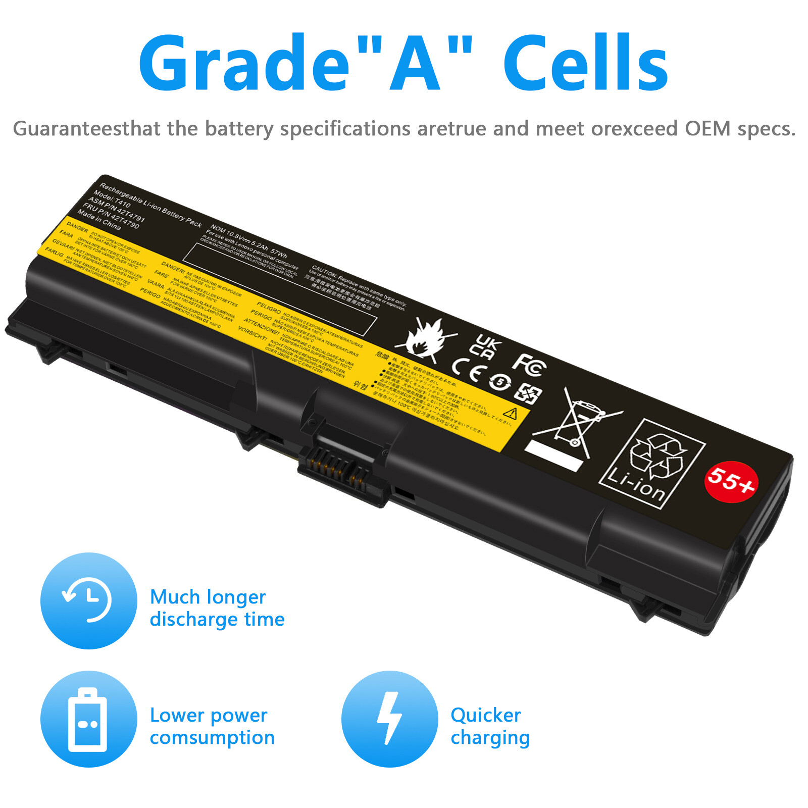 Battery for Lenovo Thinkpad T410 T420 T510 T520 W510 W520 SL410 SL510 5200mAh