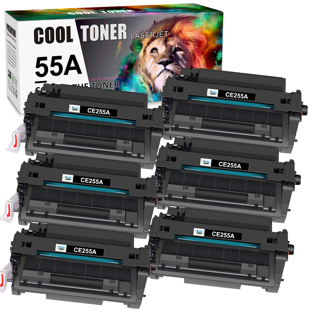 6 Pack CE255A 55A Toner fit for HP LaserJet Pro P3011 P3015D P3015n P3015X P3016