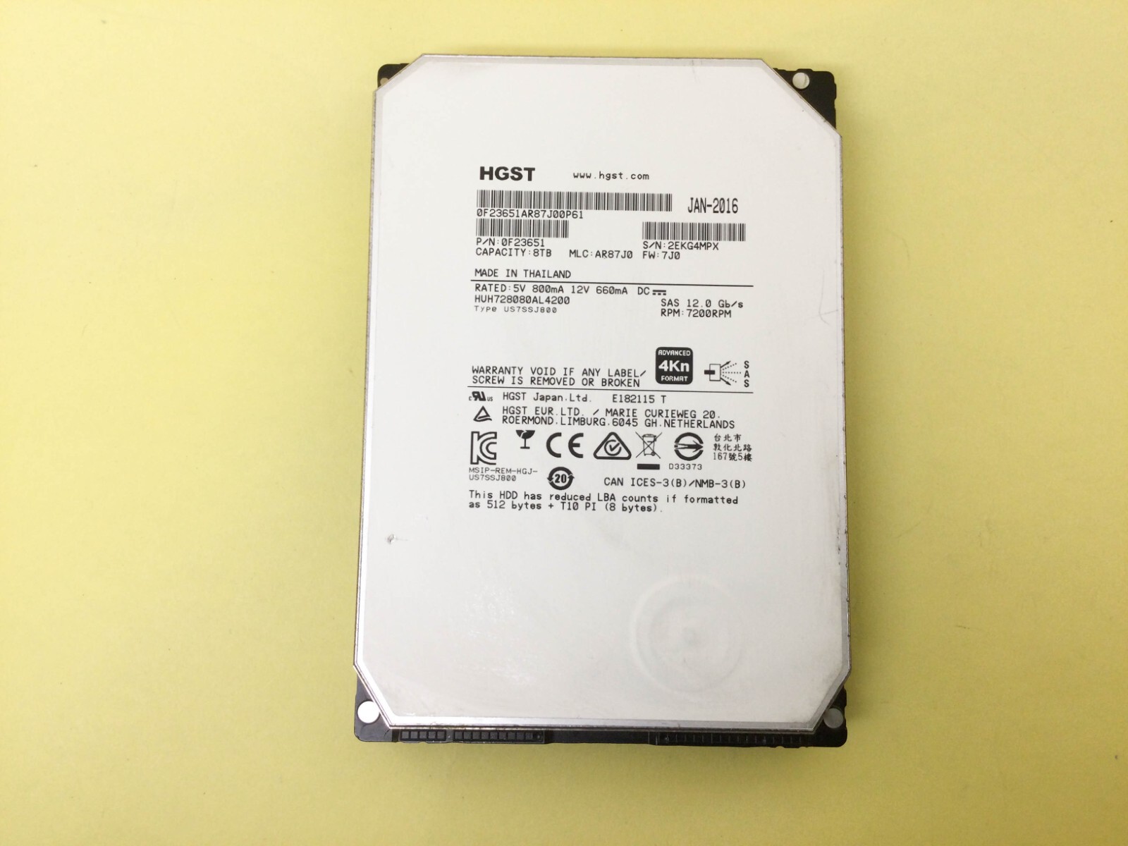 *** HGST Ultrastar 8TB 7200 RPM 12Gb/s 3.5inch SAS 4Kn HDD HUH728080AL4200 ***