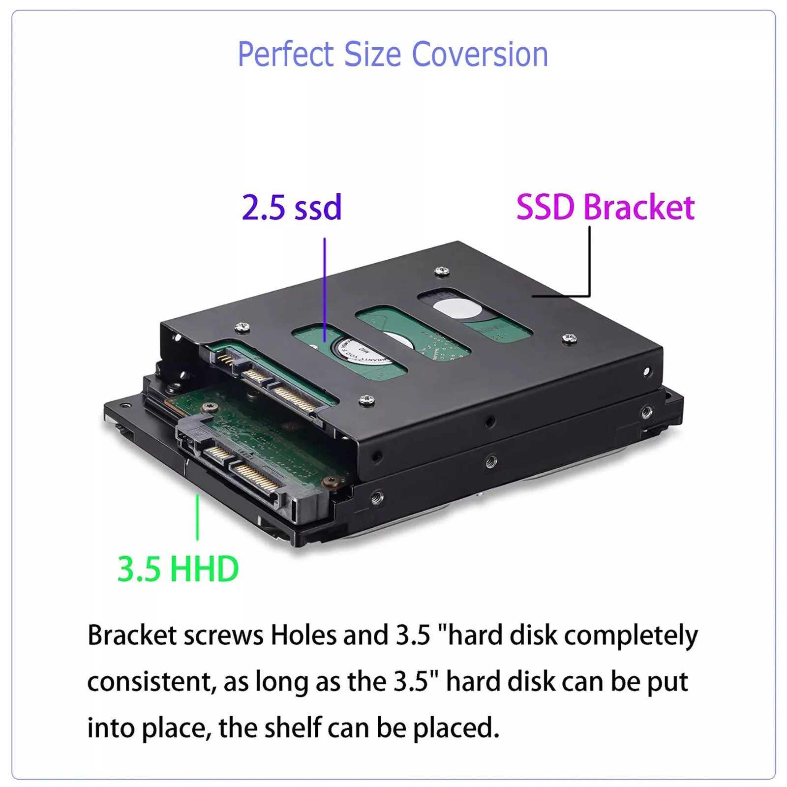 Lot 2.5″ to 3.5″ Bay SSD Metal Hard Drive HDD Mounting Bracket Adapter Dock/Tray