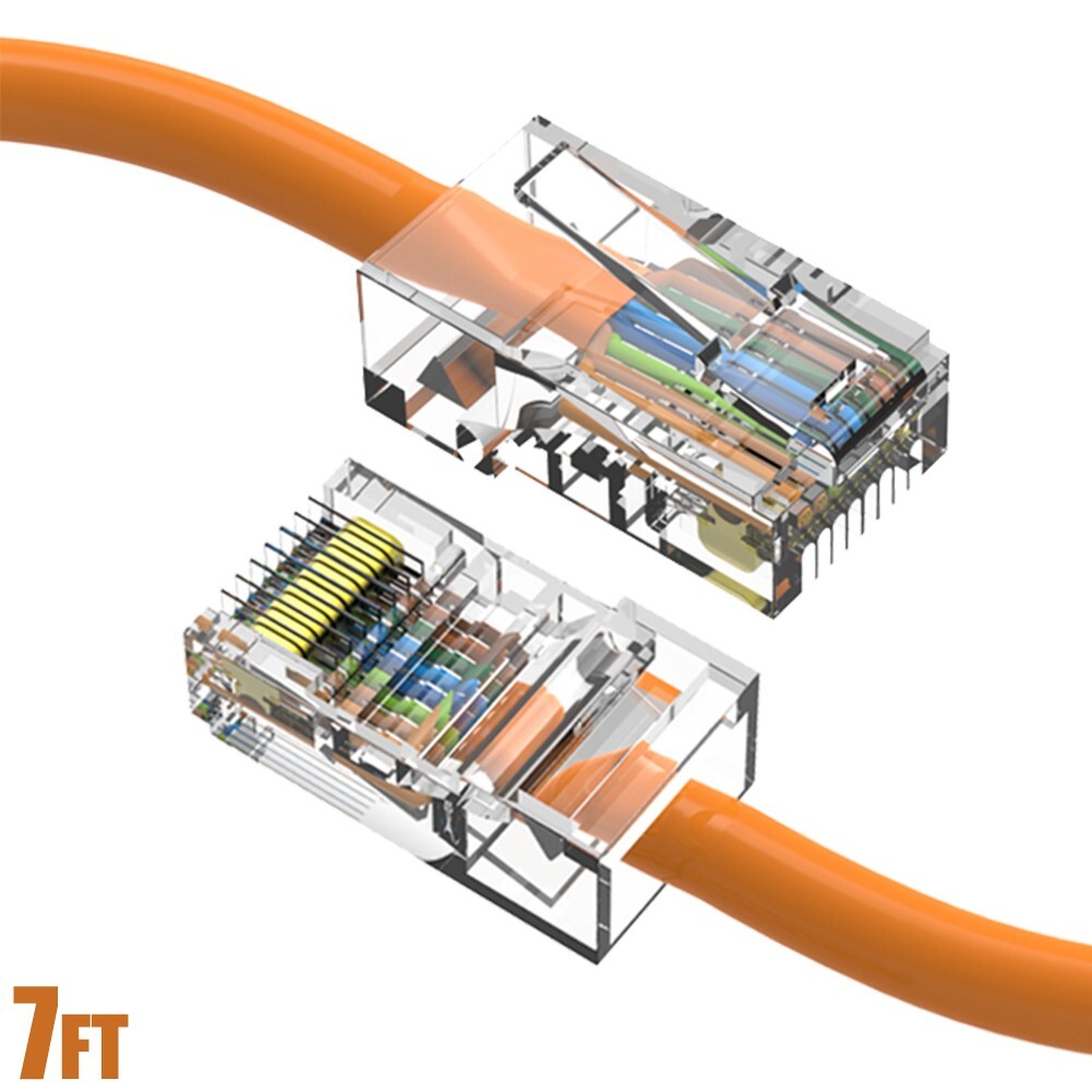7FT Cat5e RJ45 Ethernet LAN Network UTP Non-Booted Patch Cable Copper Orange
