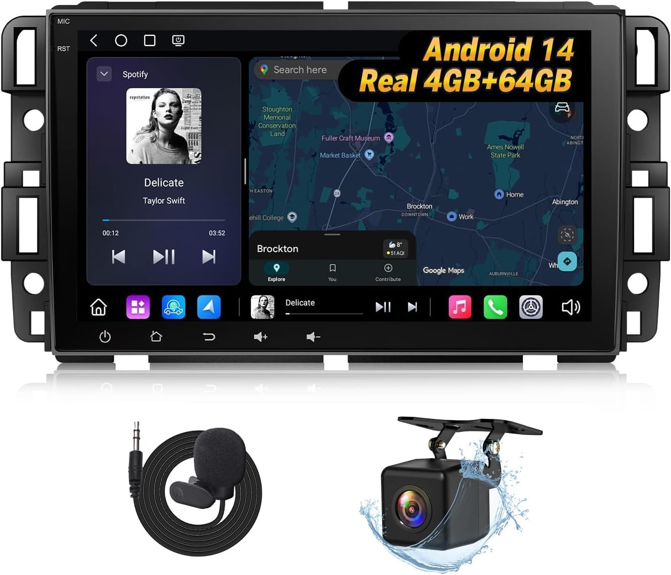 EononGMX7A 4G+64G Android 14 Car Stereo Compatible with,GMC/Chevy/Buick Wireless