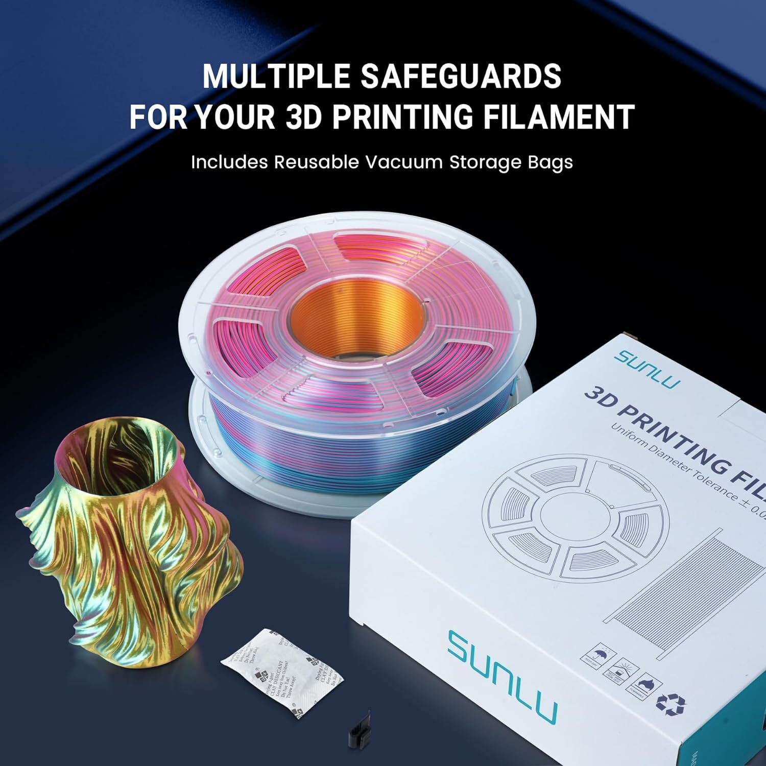 SUNLU Silk Textures PLA+ 3D Printer Filament Dual/Triple Color 1KG 1.75mm Smooth