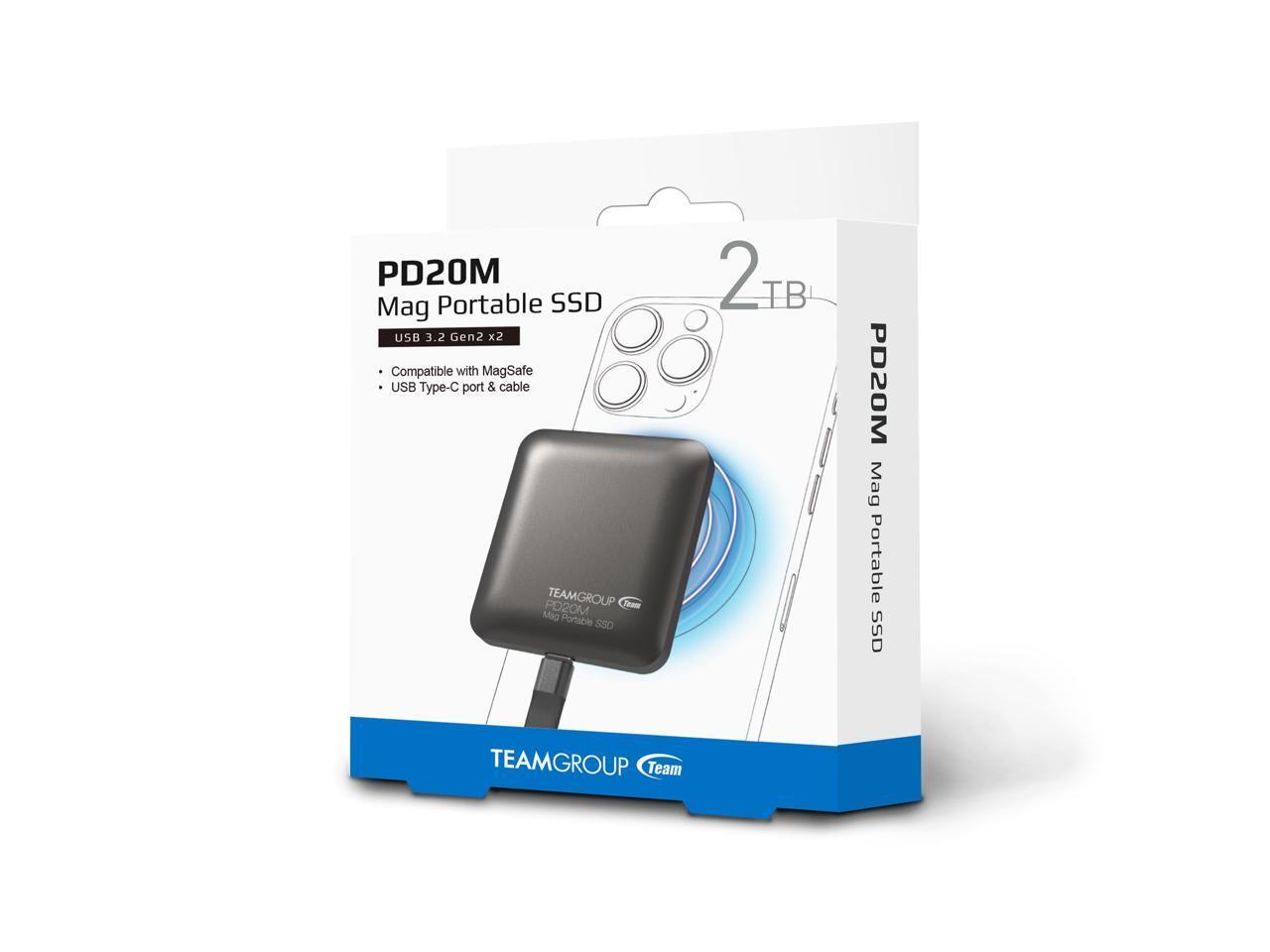 Team Group PD20M 2TB Mag Portable SSD, Up to 2000MB/s, USB3.2 Gen 2 Titanium Gra