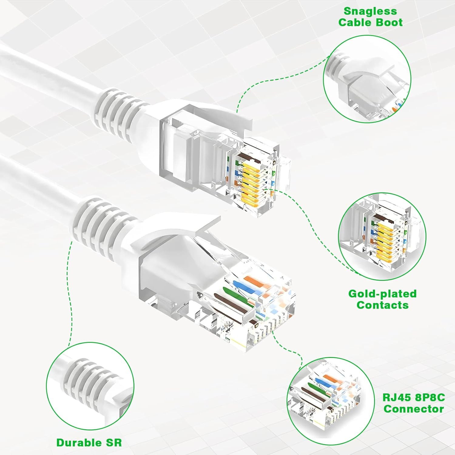 Cat 6 Ethernet Cable 100 Ft, 10Gbps Support Cat7 Cat5E Network, Long Internet LA