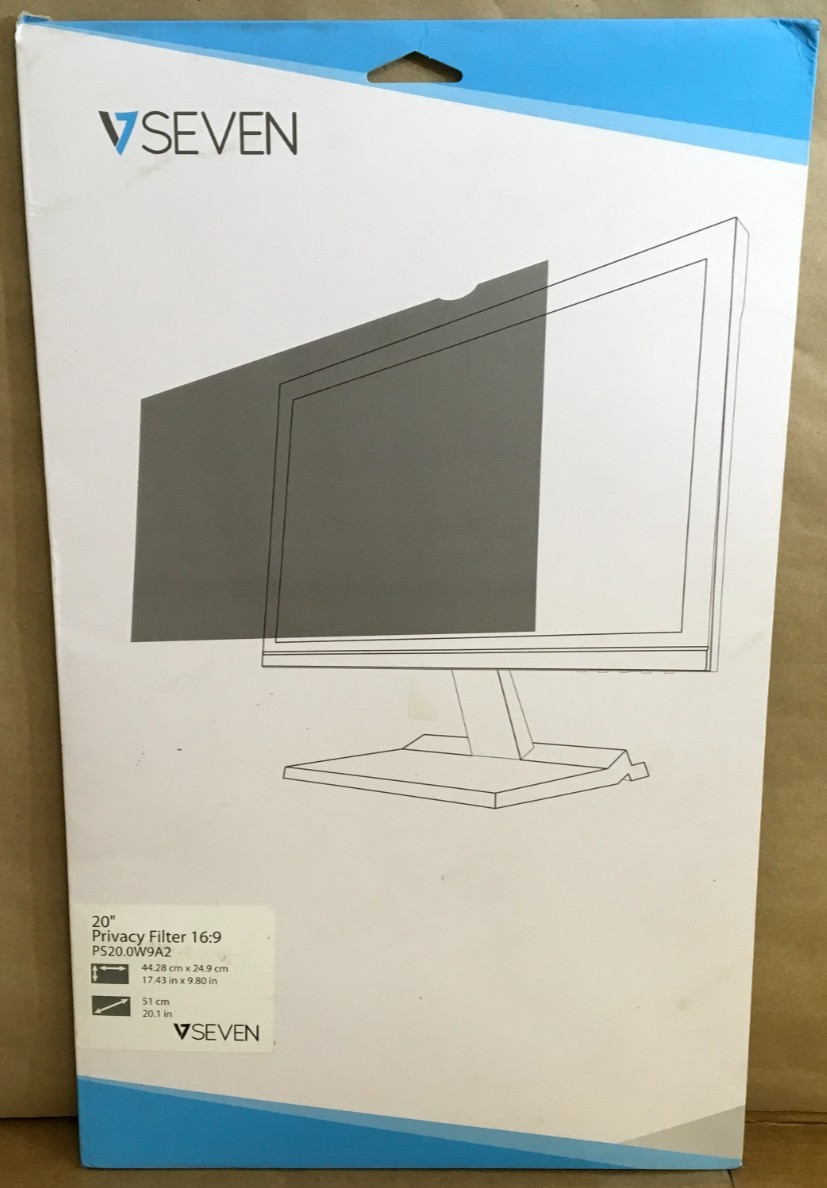 V7 LCD Privacy Filter 20 inch Widescreen PS20.0W9A2-2N ✨🔥✨NEW! OPEN BOX!✨🔥✨