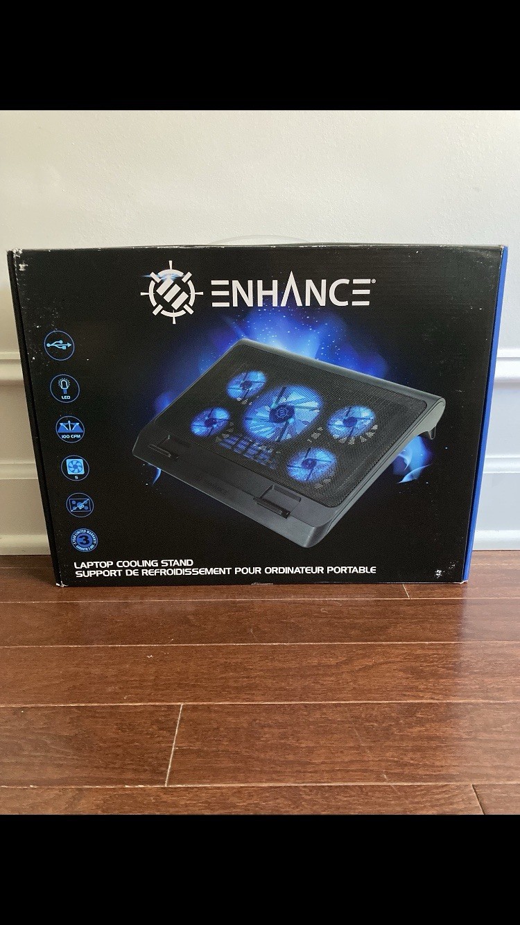 Laptop Cooler Stand 5 Quiet Fans Dual USB Ports 15.3 x 9 in