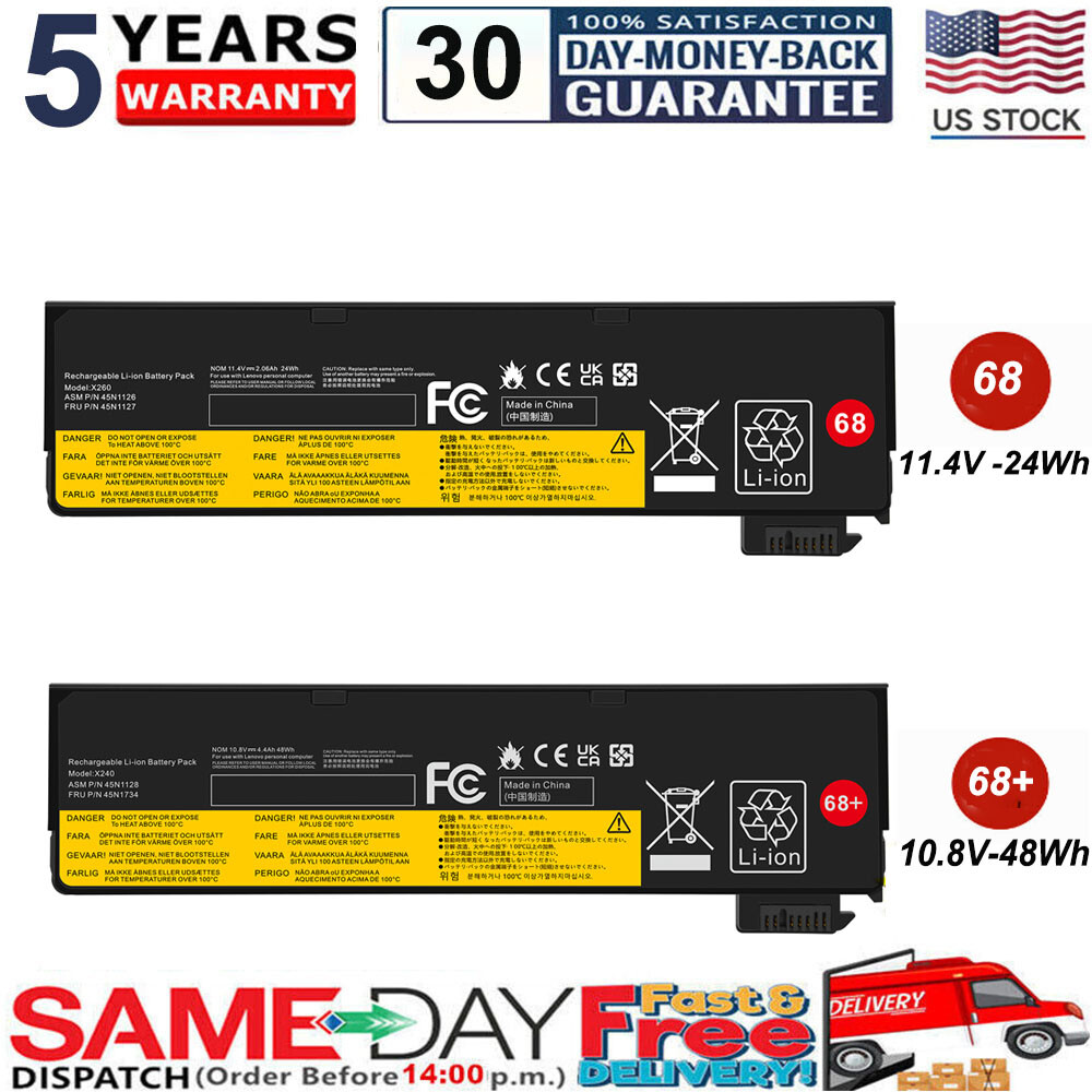 Battery for Lenovo ThinkPad X240 X250 X260 T440 T440S T450 45N1134 45N1776 68+