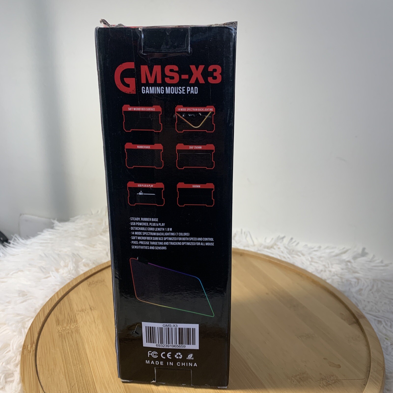 GMS – X3 Gaming Mouse Pad 350 X 250mm 14 Mode Spectrum Backlighting New Open box