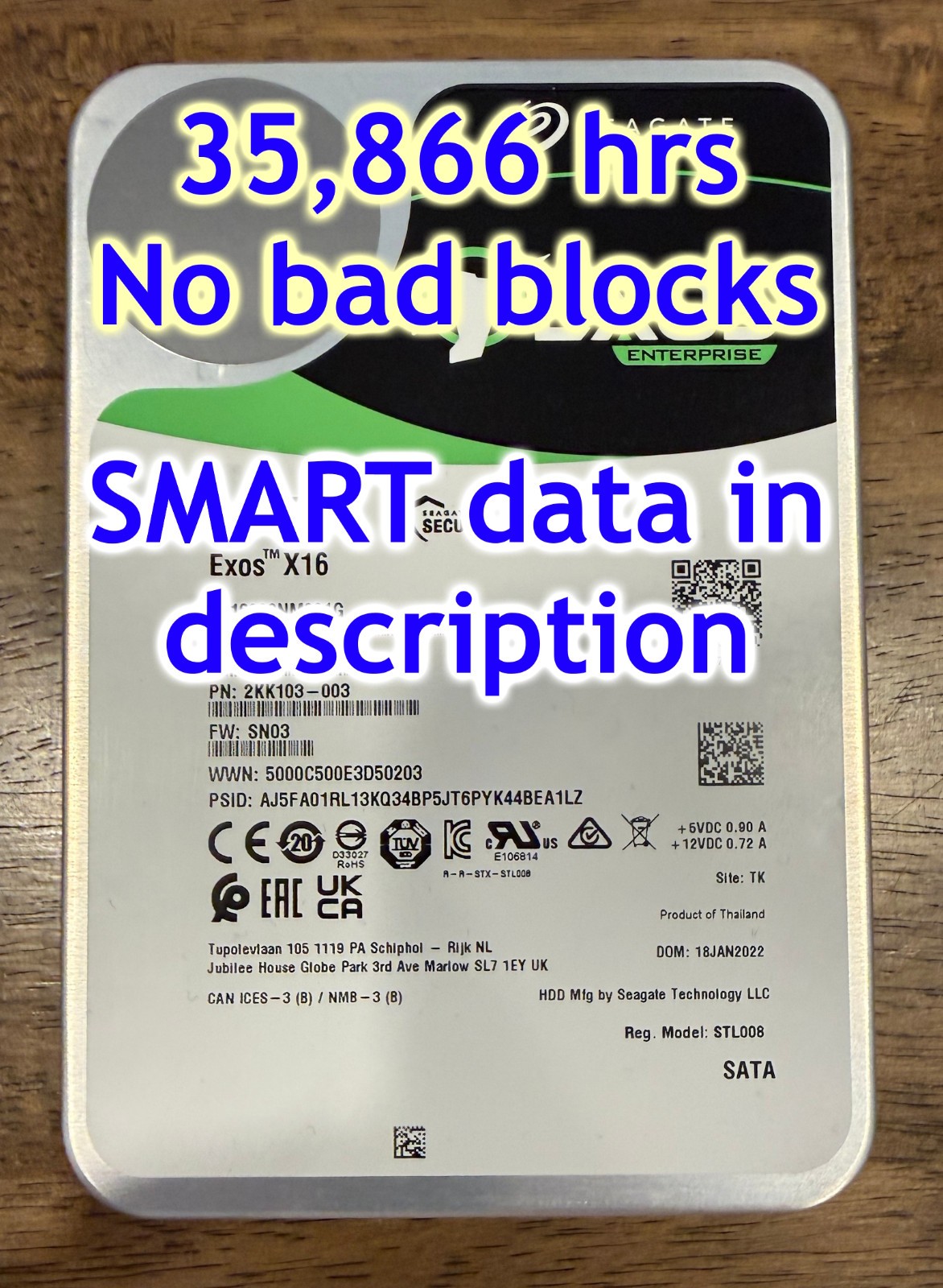 Seagate Exos X16 16TB Hard Drive HDD 3.5″ SATA ST16000NM001G-2KK103 7200 RPM