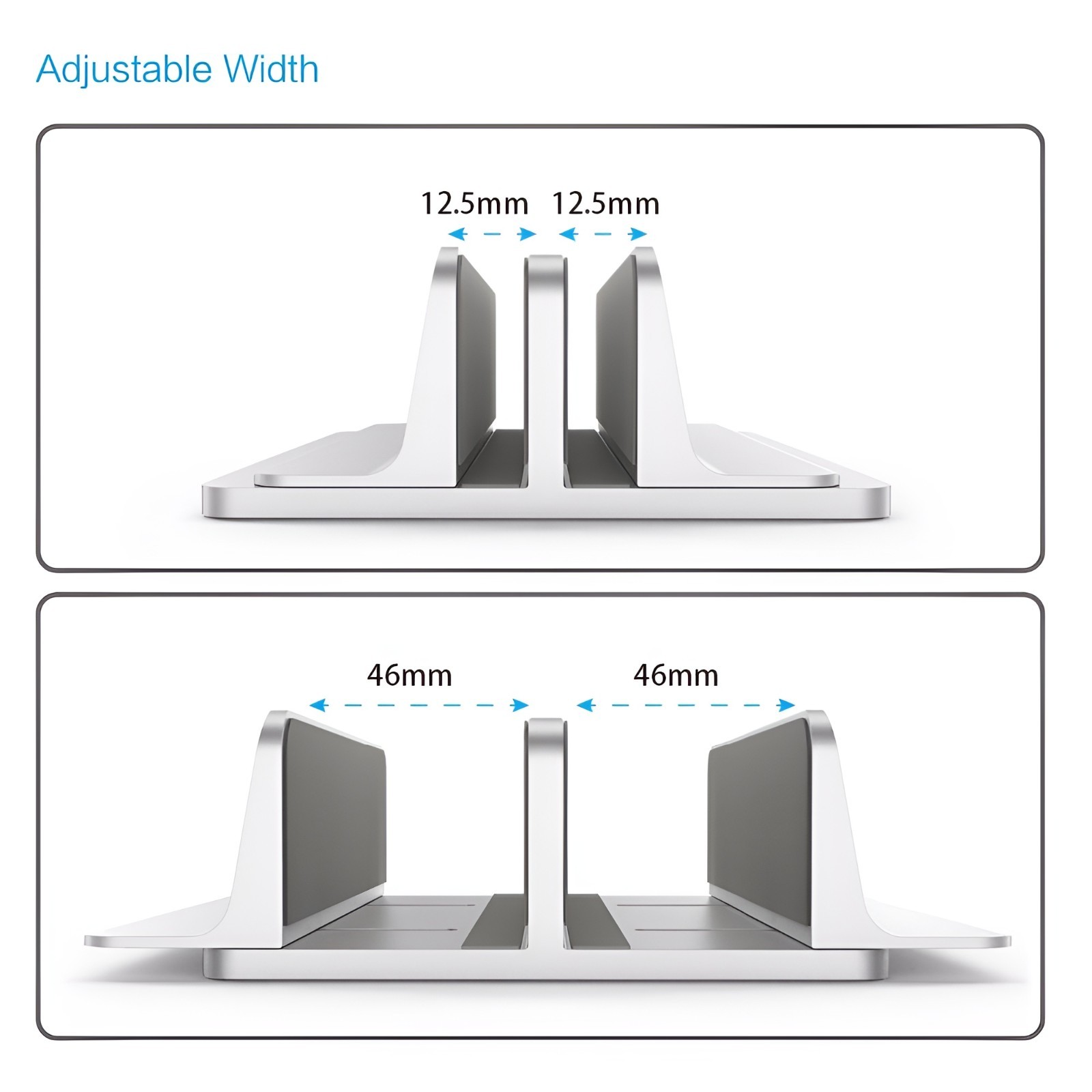 BEQU 2/4/Combo Slots Vertical Laptop Stand/Holder, Heavy Duty Aluminum (Silver)