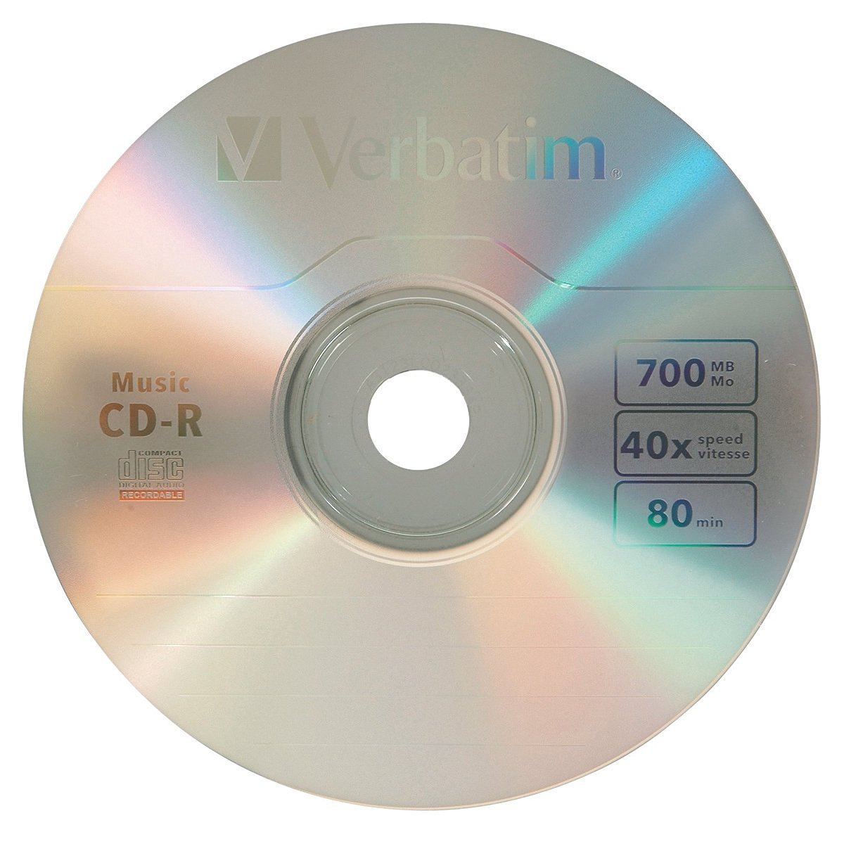 25 VERBATIM Music CD-R 40X Branded Logo 700MB Audio Media Disc Spindle 96155
