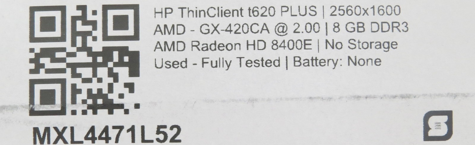 HP t620 Thin Client Plus _ AMD-GX-420CA _ 8GB DDR3 _ No SSD / OS