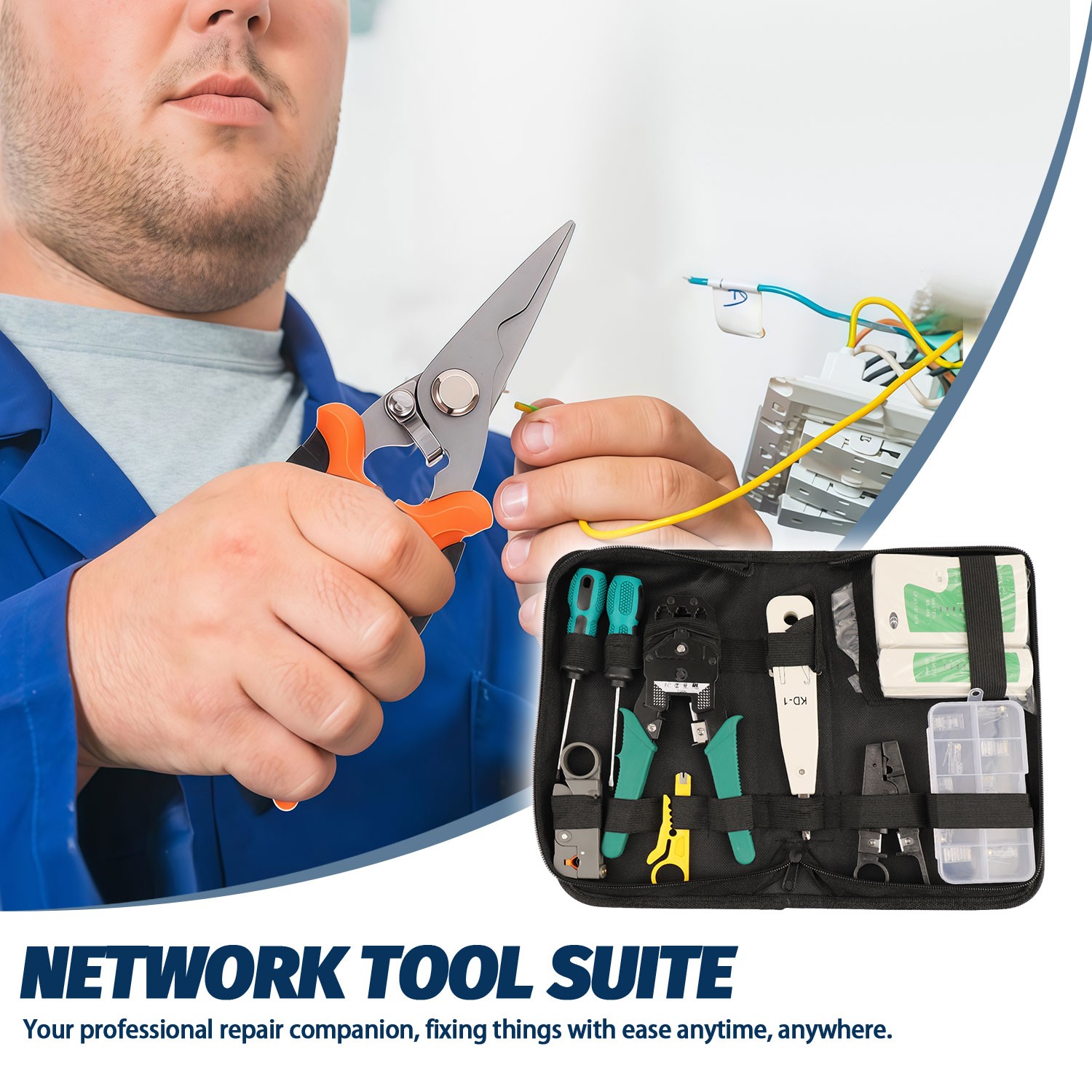 Network Tool Kit – RJ45 Crimper, Tester & Strippers for Ethernet Cable Work