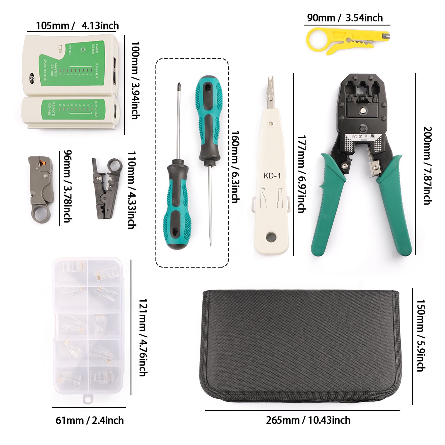 Network Tool Kit – RJ45 Crimper, Tester & Strippers for Ethernet Cable Work